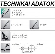 Calearo univerzális gumi tetőantenna 15.7667001