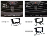 Opel Karl 2015-2018 dupla DIN autórádió beszerelő keret zongoralakk fekete 381230-31-1